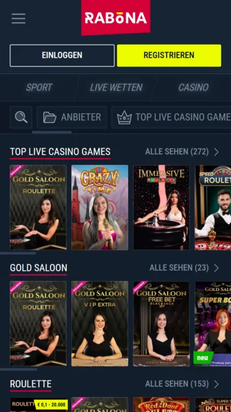 Rabona Live Casino